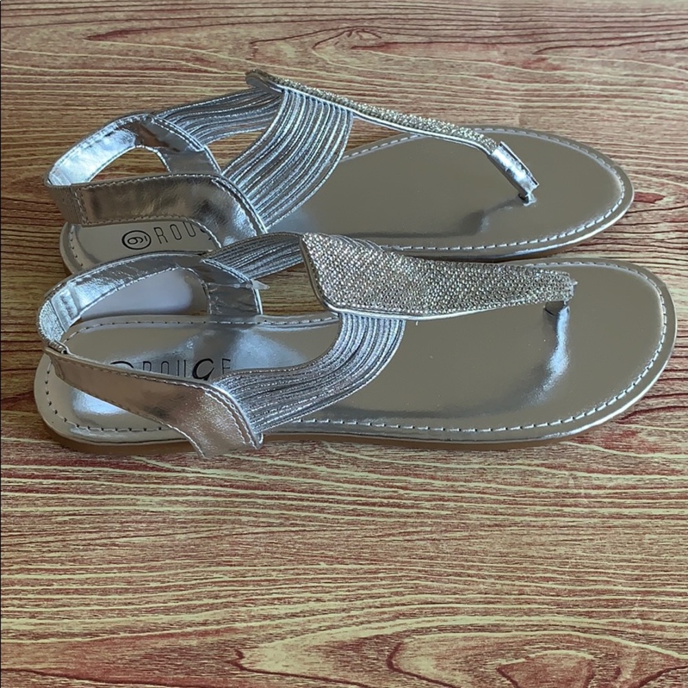 Silver Rhinestone Cord Thong Sandals - Picture 4 of 8